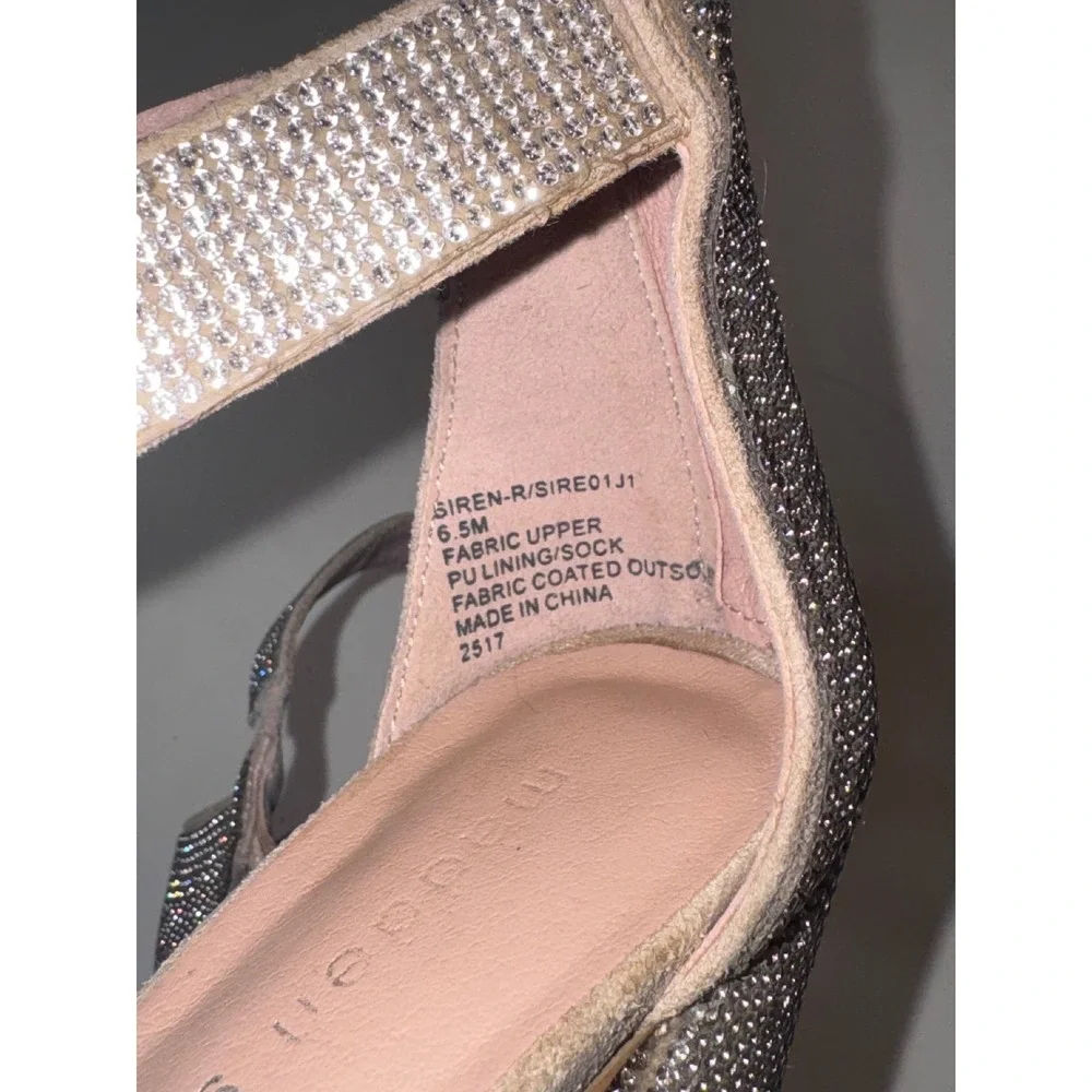 Madden Girl HOCO Siren-R Rhinestone Platform Block Heels Champagne Womens 6.5M